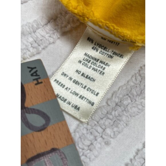 Eleven Stitch Design Womens Lyocell Cotton Button Front Shirt Top Medium Yellow - Picture 7 of 7